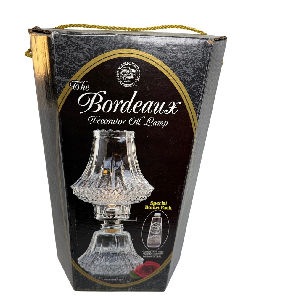 Lamplight Farms Bordeaux Oil Lamp Clear NEW Vintage Glass‎ Decorator